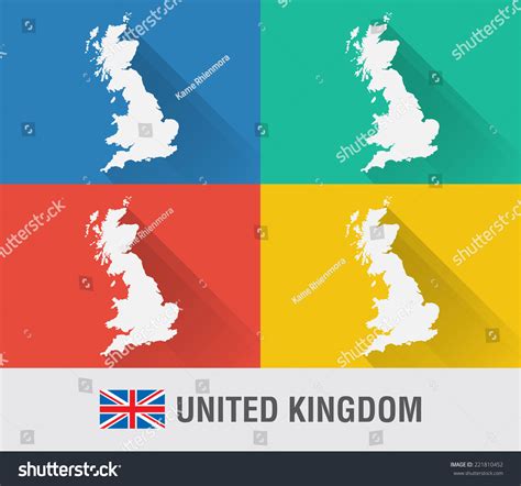 Uk England World Map In Flat Style With 4 Colors Modern Map Design