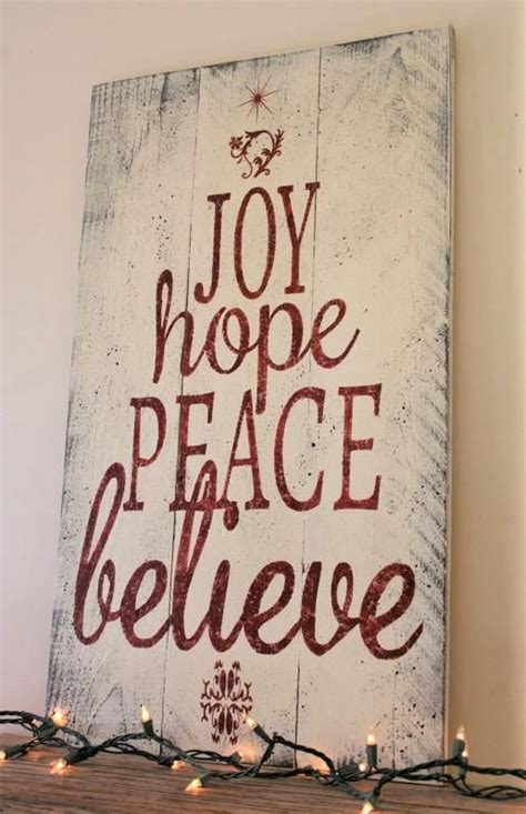 Joy Hope Peace Believe Wood Pallet Sign Christmas Decor Christmas