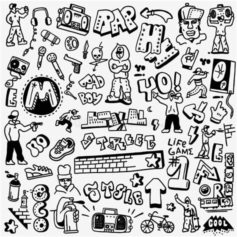 rap hip hop graffiti doodles set stock vector illustration of cartoon urban 71218290