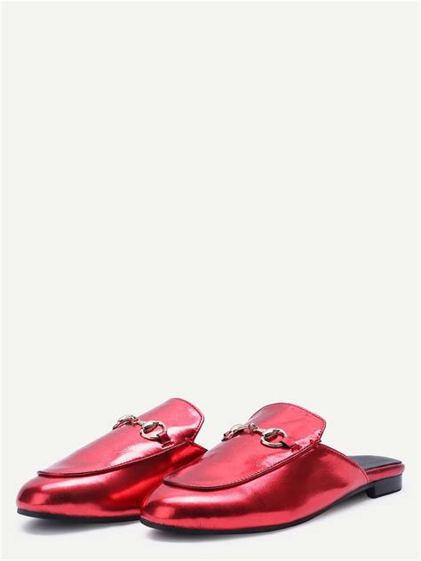 Red Patent Leather Loafer Slippers Sheinsheinside