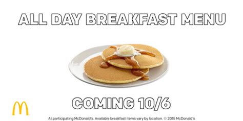 Mcdonalds All Day Breakfast Available October 6 2015 Mcdonalds
