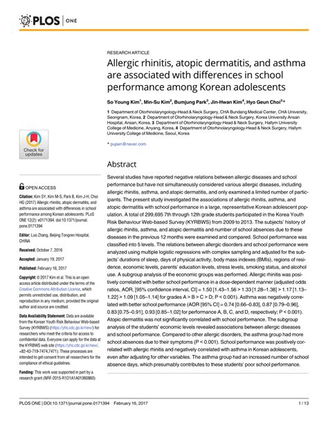 Pdf Allergic Rhinitis Atopic Dermatitis And Asthma Are Associated