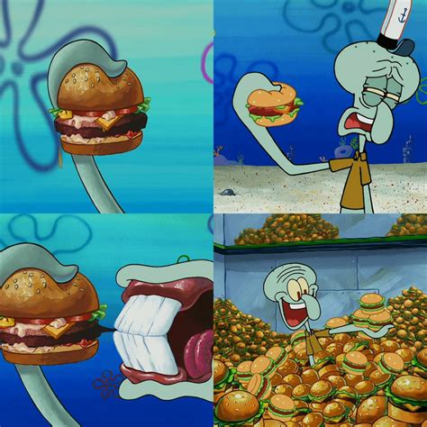 Squidward Tries A Krabby Patty For The First Time Good Spongebob