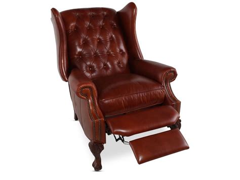 Button Tufted Leather Recliner In Red Mathis Brothers Furniture