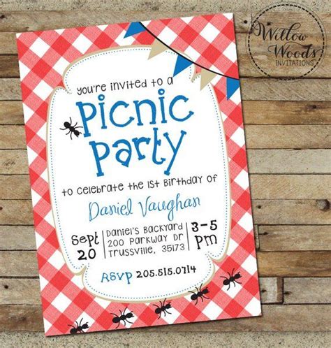 Picnic Birthday Party Invitation Products In 2019 Picnic Birthday