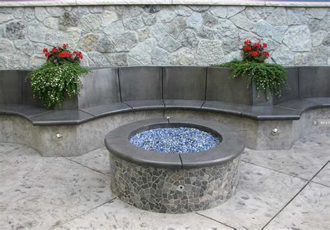 Outdoor Concrete Patio W Firepit Bbq Fountain And Bartop