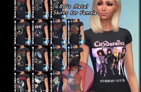 80s Metal Shirts For Female At Nightvyxen Via Sims 4 Updates Check