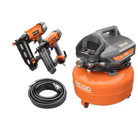 Ridgid 6 Gal Electric Pancake Air Compressor Combo Kit W 18 Gauge