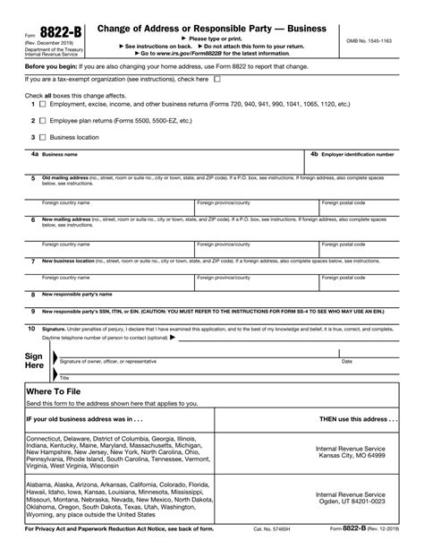 Printable Irs Form 8822 B Printable Forms Free Online