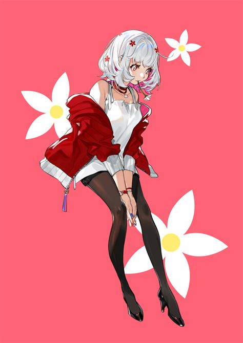 Wallpaper Anime Girls Simple Background White Hair Red Eyes