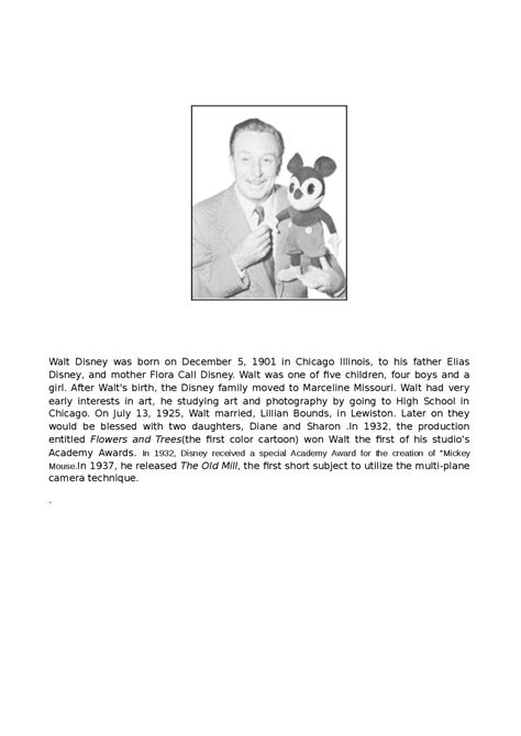 Walt Disney Biography Docsity