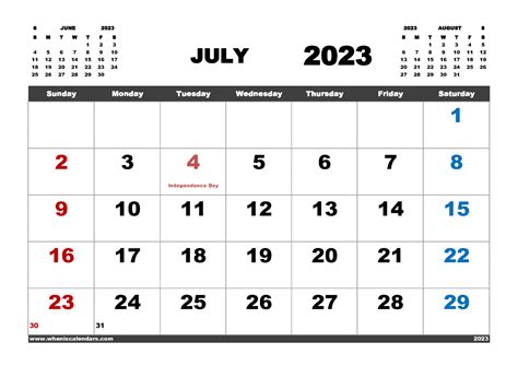 Free Printable July 2023 Calendar With Holidays Pdf In Landscape