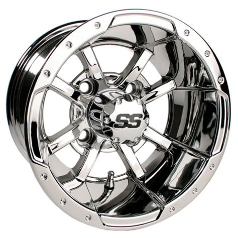 1 Golf Cart Gtw Storm Trooper 10 Inch Chrome Wheel With 34 Offset Ebay