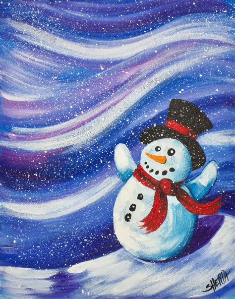 Flurry Snowman Acrylic Painting The Art Sherpa Gallery The Art