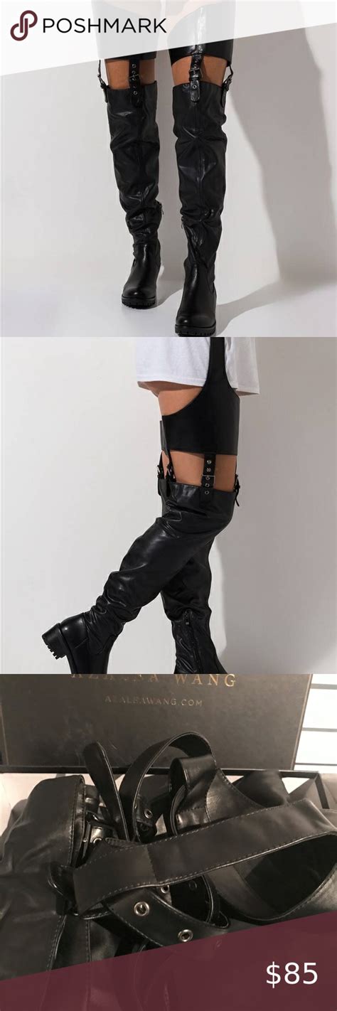 Belted Thigh High Boots Azalea Wang New Flatloop Black Thigh High