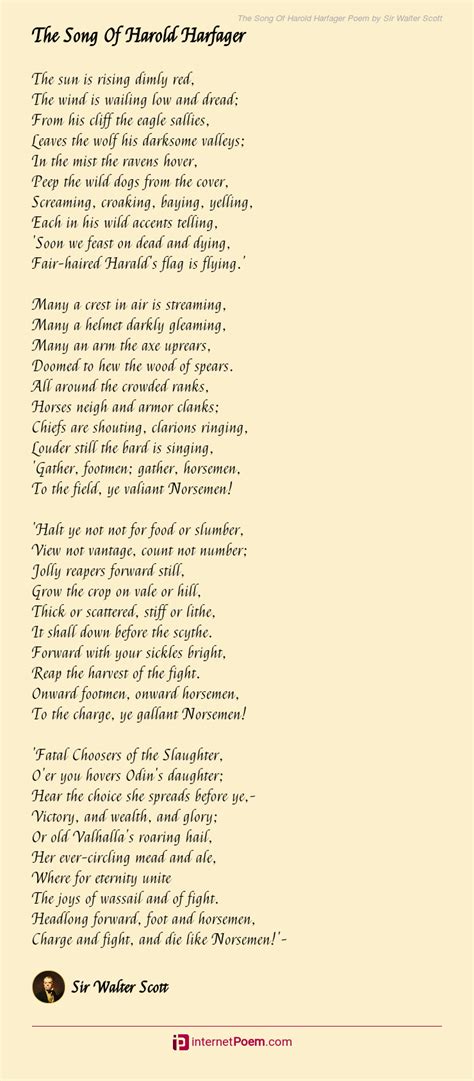 The Song Of Harold Harfager Poem By Sir Walter Scott