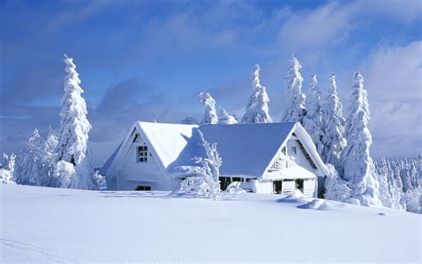 Beautiful Snowy Home In Winter Hd Wallpapers