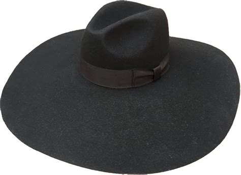 Black Wool Felt Soft Extra Wide Large Brim Floppy Fedora Hat For Women