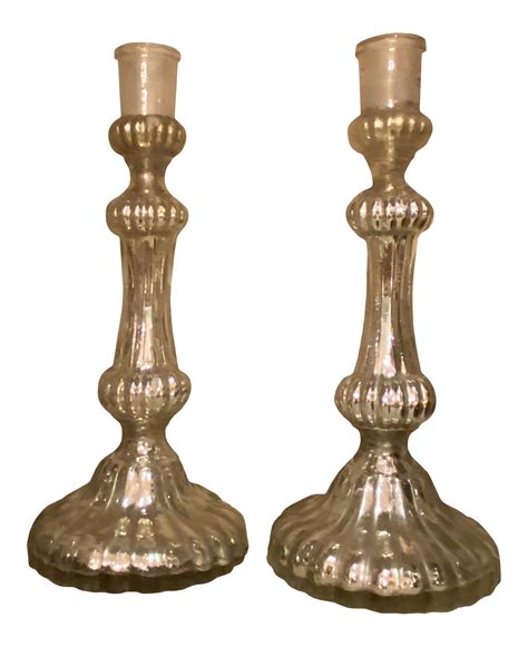 Antique Mercury Glass Candlesticks A Pair Chairish