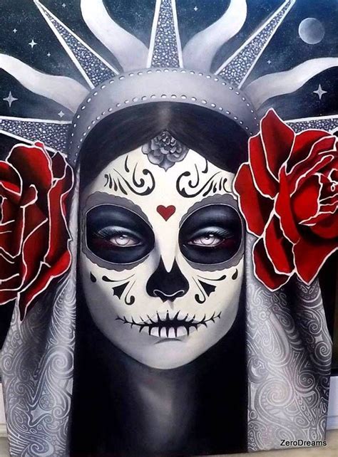 Day Of The Dead Acrylic Painting Mexican Culture Dia Des Etsy Skull
