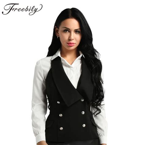 Womens Slim Fit Vest Suits Spring V Neck Backless Button Down Classic