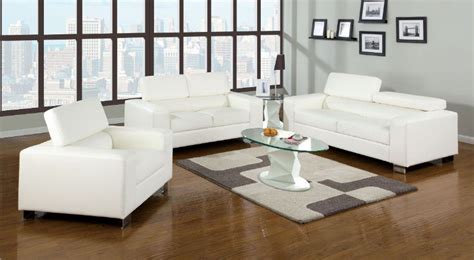 Cm6336wh 3 Pc Makri White Bonded Leather Sofa Love Seat Chair