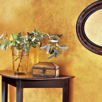 I often get calls from homeowners who are struggling to pick paint colors that go with honey oak trim. Decorative Paint Effects Made Easy | Gold painted walls, Gold paint colors, Gold walls