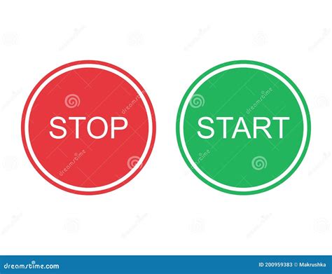Start And Stop Buttons In Red And Green Colors Round Power Off And On