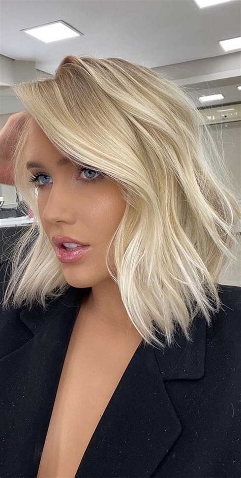 50 Trendy Hair Colors To Wear In Winter Buttery Blonde Lob Haircut