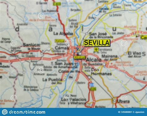 Seville City On Map Spain Stock Image Image Of