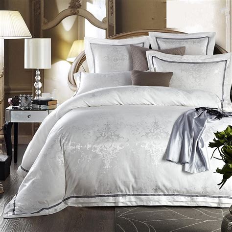 Tache home fashion delicate rose 6 piece floral white. White Bed Set Jacquard Silk Home Textile Bedding Set ...