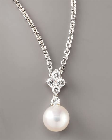 Mikimoto Diamond Pearl Pendant Necklace