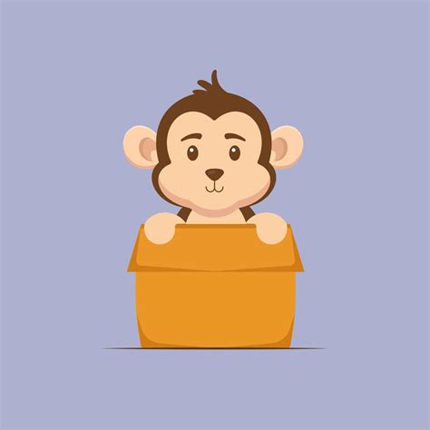 Cute Monkey Playing Box Cartoon 2742757 Vector Art At Vecteezy