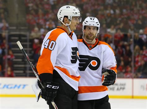 Claude giroux and jakub voracek of the philadelphia flyers congratulate michal neuvirth after the win over the new jersey devils on february 16, 2016. The Flyers Have Surrounded Claude Giroux and Jakub Voracek ...
