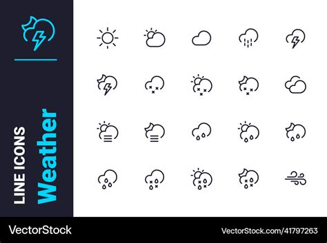 Meteorological Weather Forecast Icons Set Vector Image