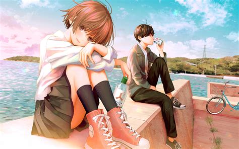 Are you seeking cute anime couple wallpaper? 2560x1600 Teenage Anime Couple School Dress 4k 2560x1600 Resolution HD 4k Wallpapers, Images ...