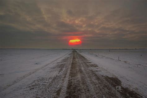 Frozen Road Sunset Photograph By Aaron J Groen Fine Art America
