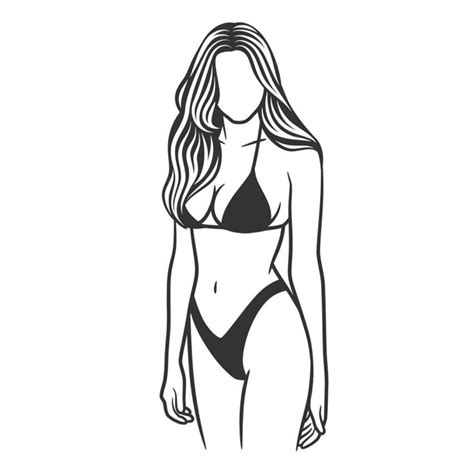 hermosa chica en bikini dibujo en blanco y negro en 2022 blanco y negro bikini negro dibujos