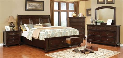 Castor Brown Cherry Queen Sleigh Storage Bed From Furniture Of America