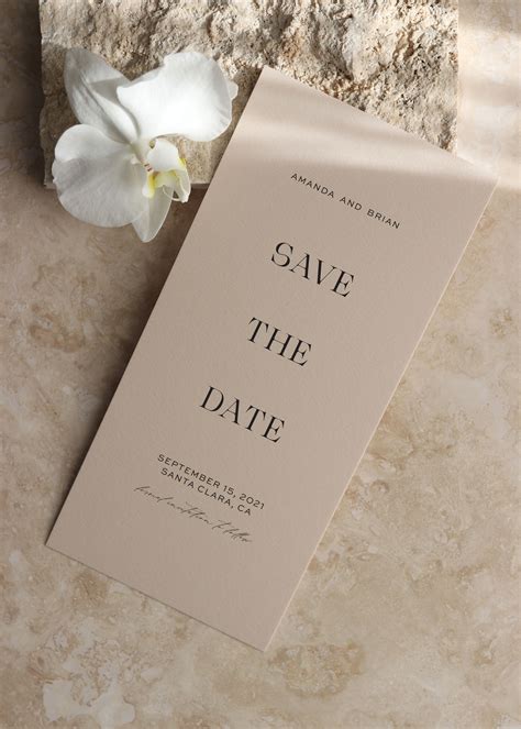 Modern Save The Date Cards Nude Minimal Wedding Announcement Personalized Wedding Invite Nude