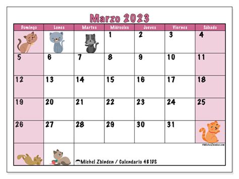 Calendario Marzo De 2023 Para Imprimir “621ds” Michel Zbinden Py