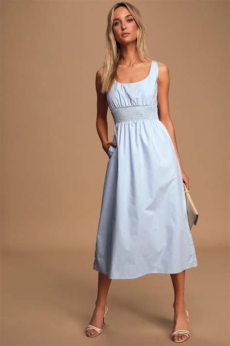 Simplicity Is Best Light Blue Sleeveless Midi Dress Blue Spring Dresses Light Blue Dress
