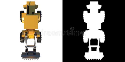 Tractor Bulldozer Excavator 1 Top View White Background Alpha Png 3d