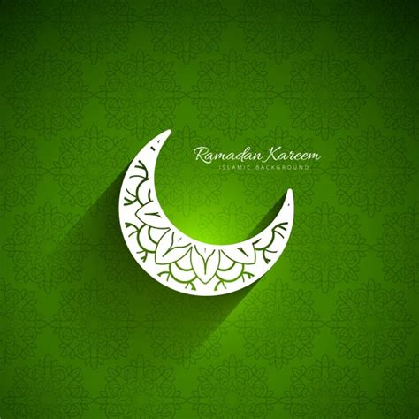 Free Vector Green Background Of Ramadan Kareem With Moon