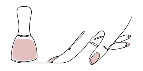 dibujo lineal de una mano y esmalte de uñas sobre un fondo blanco boceto de ilustración