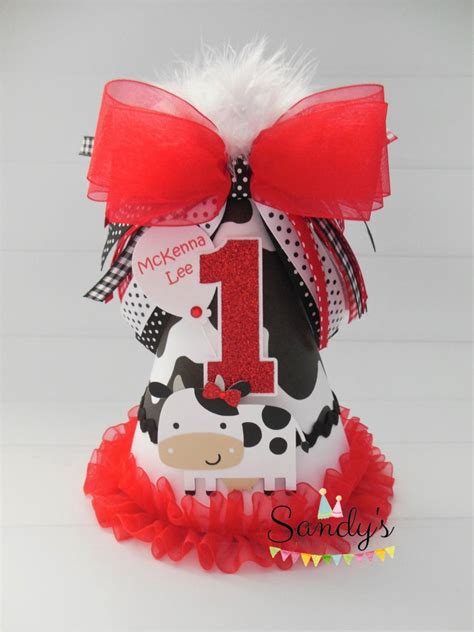 Cow Birthday Party Hat Cow Party Hat Farm Party Hat Cow Etsy