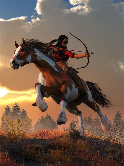 Horseback Archer At Dawn By Daniel Eskridge Native American Horses
