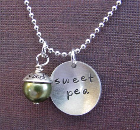 Sweet Pea Necklace With Personalized Capped Pearl Etsy