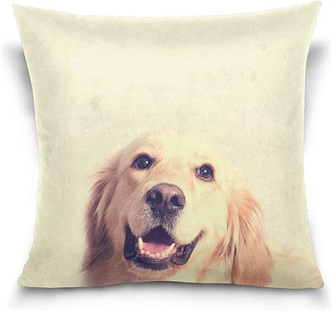 July Cute Smile Golden Retriever Dog Decorativo Square Throw Pillow