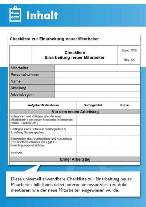 Information über neuen mitarbeiter an. Vorlage Einarbeitungsplan und Checkliste Einarbeitung ...